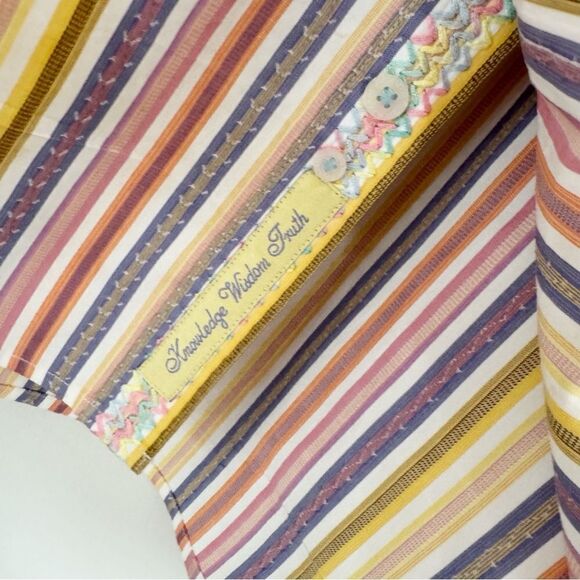 Robert Graham Striped Embroidered Pastel Button Down Shirt Classic Fit Size L - Picture 8 of 13